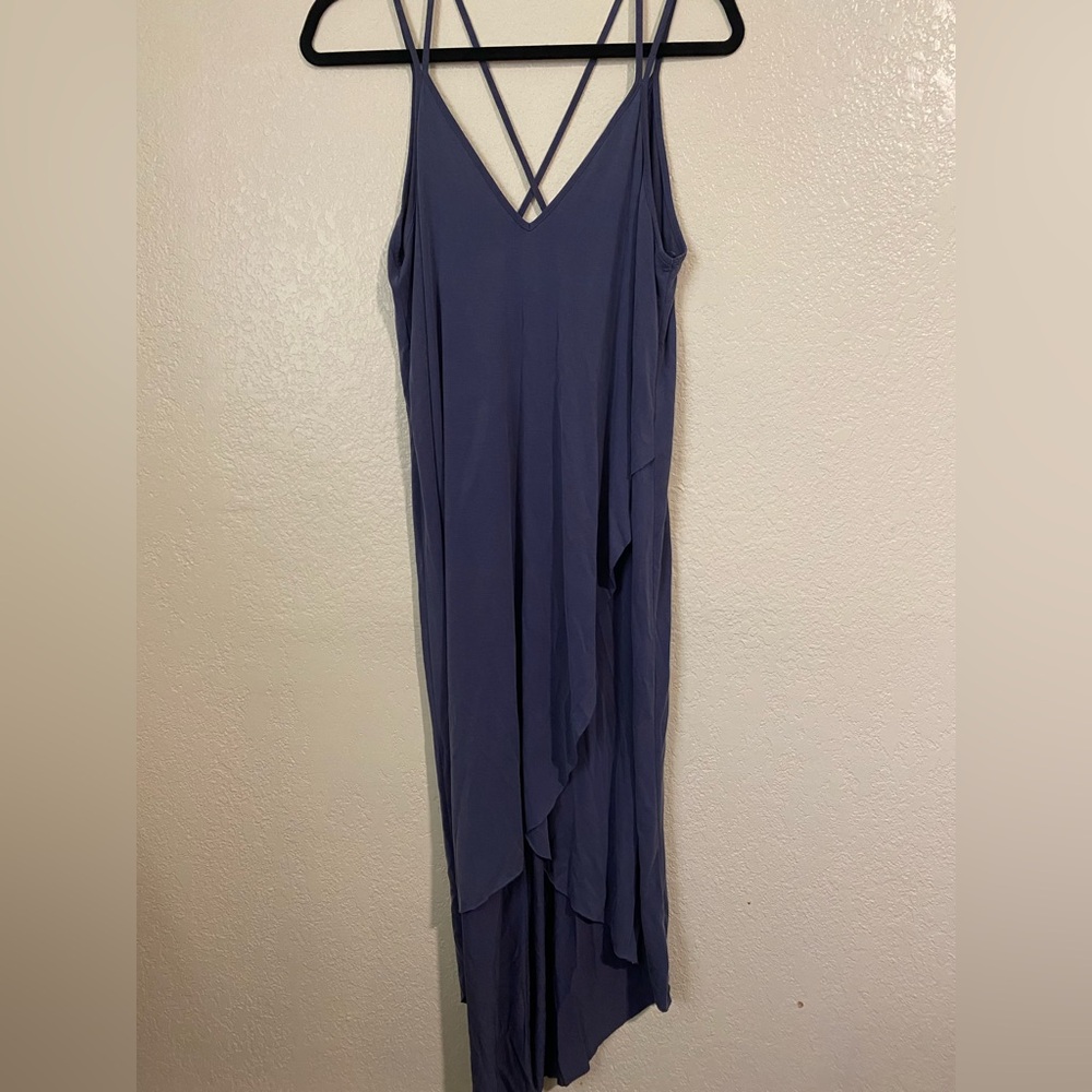 Lush Asymmetrical Navy Dress